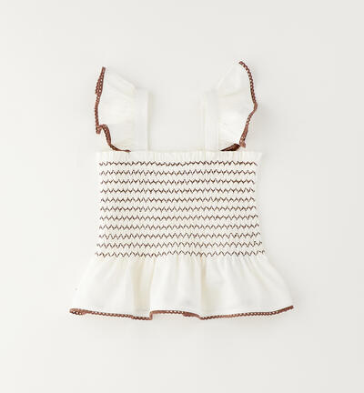 Maglietta con volant bambina PANNA