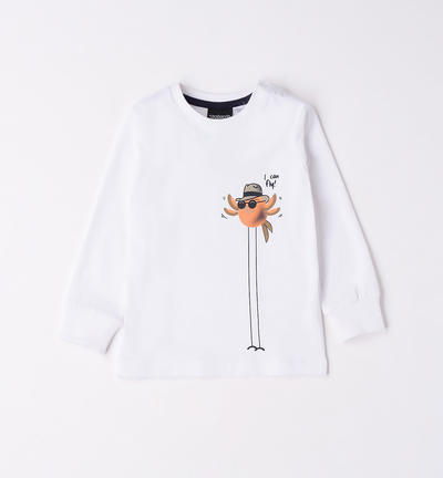 Boys' 100% cotton crew neck t-shirt WHITE