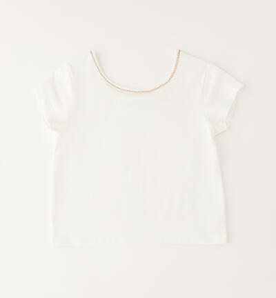 Maglietta manica corta ragazza PANNA