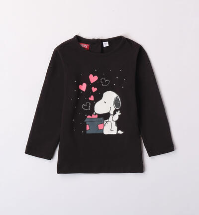 Girls' black Snoopy t-shirt BLACK