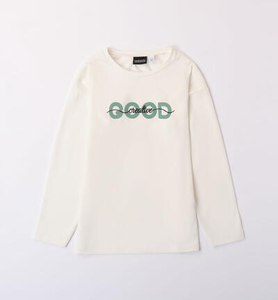 Girls' cream T-shirt CREAM