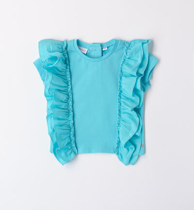 Girls' sleeveless T-shirt LIGHT BLUE