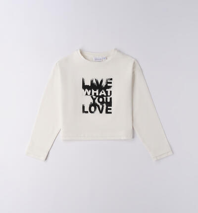 T-shirt with writing for girls CREAM