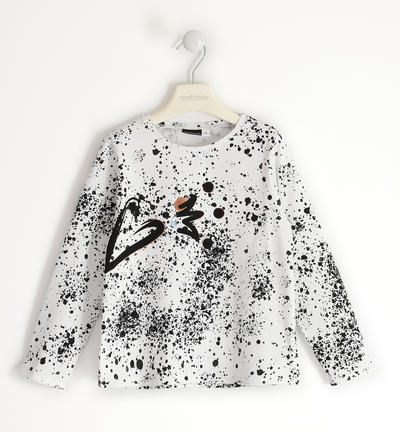 Maglietta ragazza spruzzo vernice BIANCO