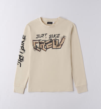 Maglietta ragazzo con scritte BEIGE