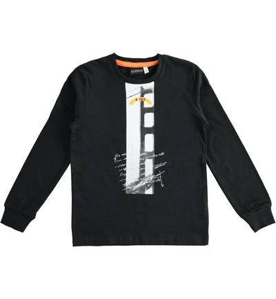 Maglietta ragazzo con stampe NERO