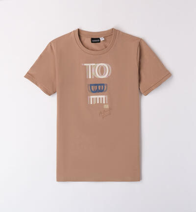Boys' short-sleeved T-shirt BROWN