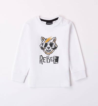 Boys' wolf print t-shirt WHITE