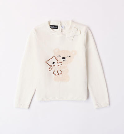 Girls' teddy bear jumper CREAM