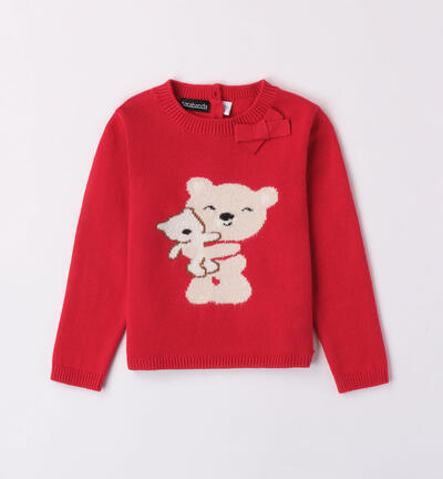 Girls' teddy bear jumper RED