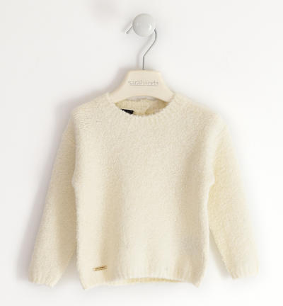 Maglioncino bambina tricot stretch bouclé PANNA