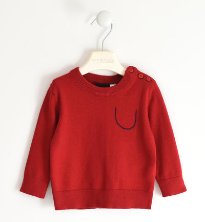 Boy's knit sweater with embroidery RED