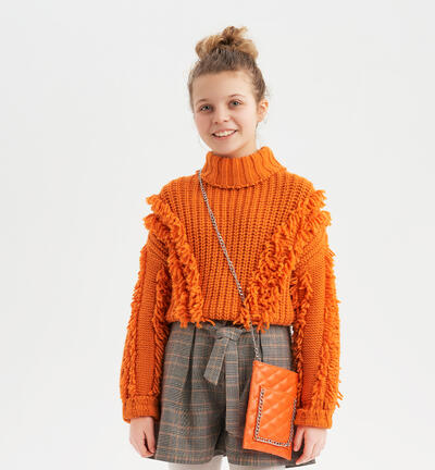 Girls' orange jumper ORANGE