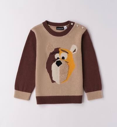 Maglione bambina con animaletto BEIGE