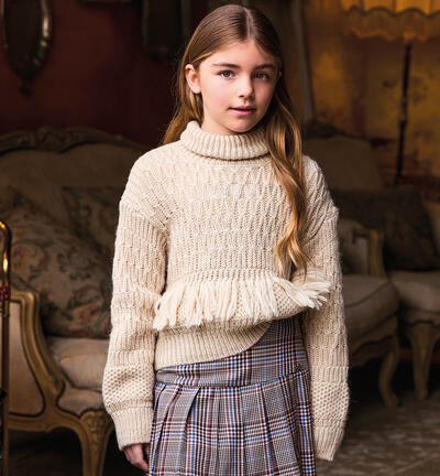 Turtleneck sweater for girls CREAM
