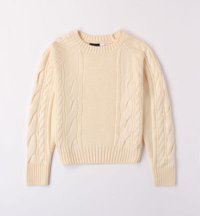 Girls' crew neck jumper BEIGE