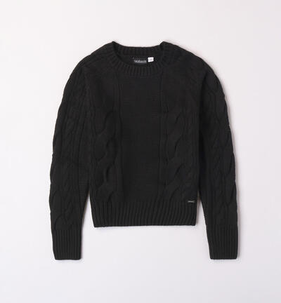 Girls' crew neck jumper BLACK