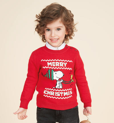 Maglione natalizio bambino Peanuts ROSSO