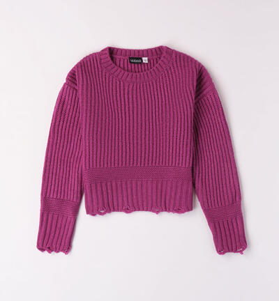 Girls' plum-coloured jumper VIOLET