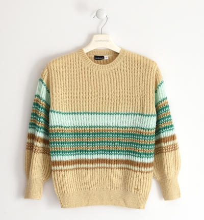 Maglione ragazza fantasia rigata BEIGE