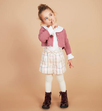 Pantaloncino bambina con bretelle ROSA