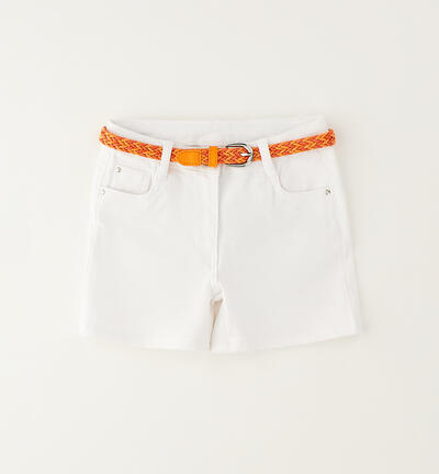 Shorts with belt for girls WHITE