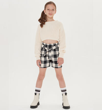 Girls' flannel shorts BEIGE