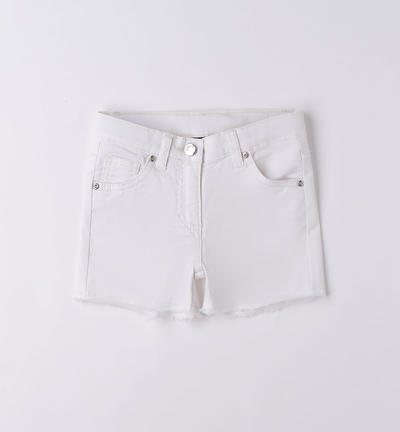 Slim fit girl's shorts WHITE