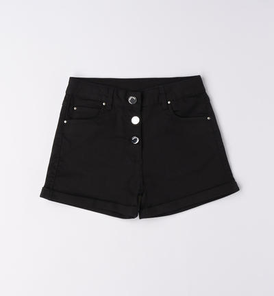 Girl's high-waisted shorts BLACK
