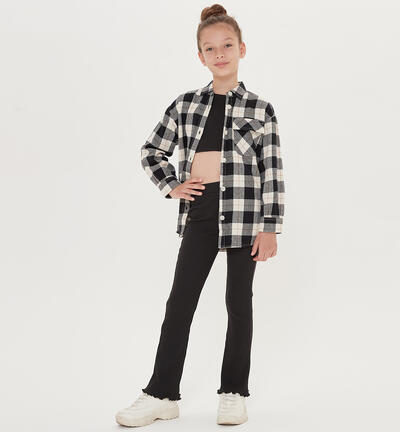 Girls' ribbed trousers BLACK