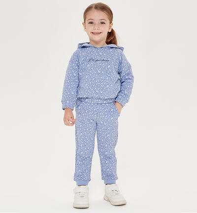 Girls' animal print trousers LIGHT BLUE