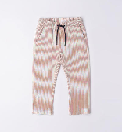 Boys' drawstring trousers BROWN