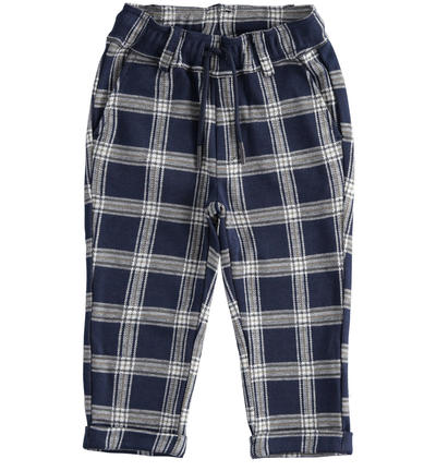 Boy's check-pattern trousers BLUE
