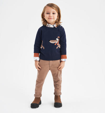 Boy's stretch twill trousers BEIGE