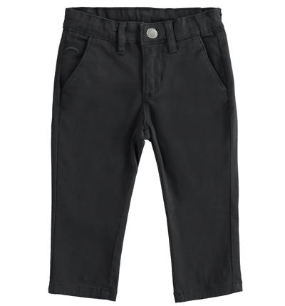 Boy's stretch twill trousers BLACK
