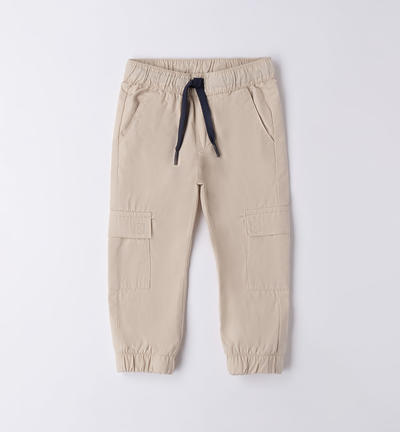 Boys' cargo trousers BEIGE