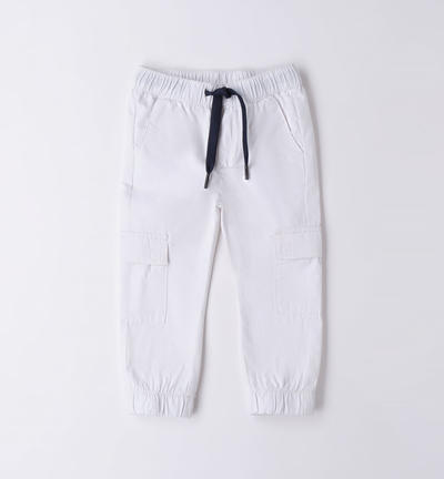 Boys' cargo trousers WHITE