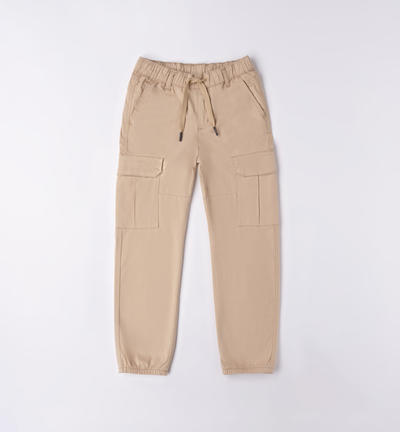 Boys' cargo trousers BEIGE