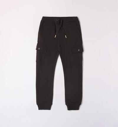 Fleece cargo trousers BLACK