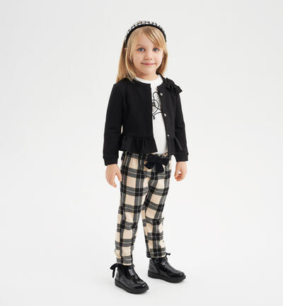 Girls' checked trousers BLACK