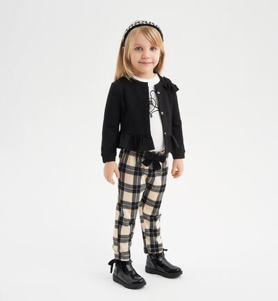 Pantalone check per bambina NERO