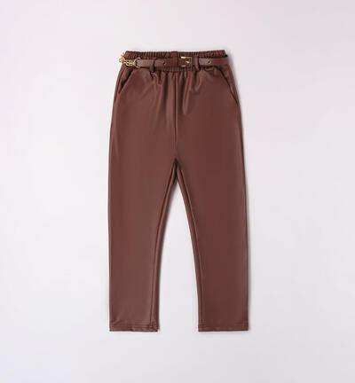 Pantalone con cintura per ragazza MARRONE