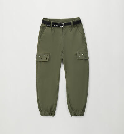 Pantalone con cintura ragazza VERDE
