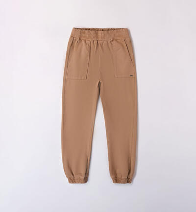 Girls' trousers with pockets BROWN