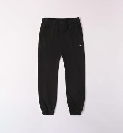 Girls' trousers with pockets BLACK