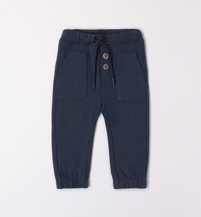 Boys' trousers with large pockets BLUE