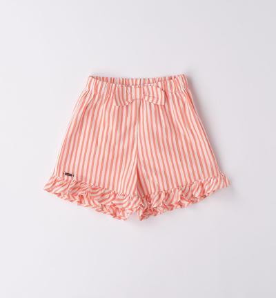Girl's lurex striped shorts ORANGE