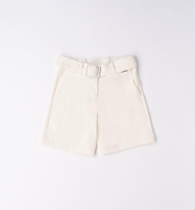Pantalone corto cerimonia ragazza PANNA