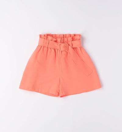 Girl's shorts with belt ORANGE