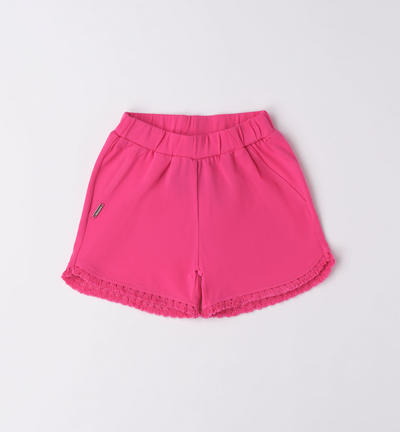 Pantalone corto cotone bambina FUCSIA